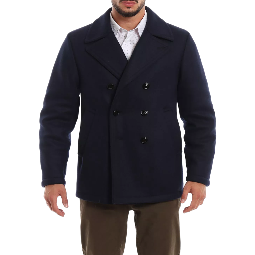 Double Breasted Wool Red Pea Coat Men - New Arrival - Christmas Special