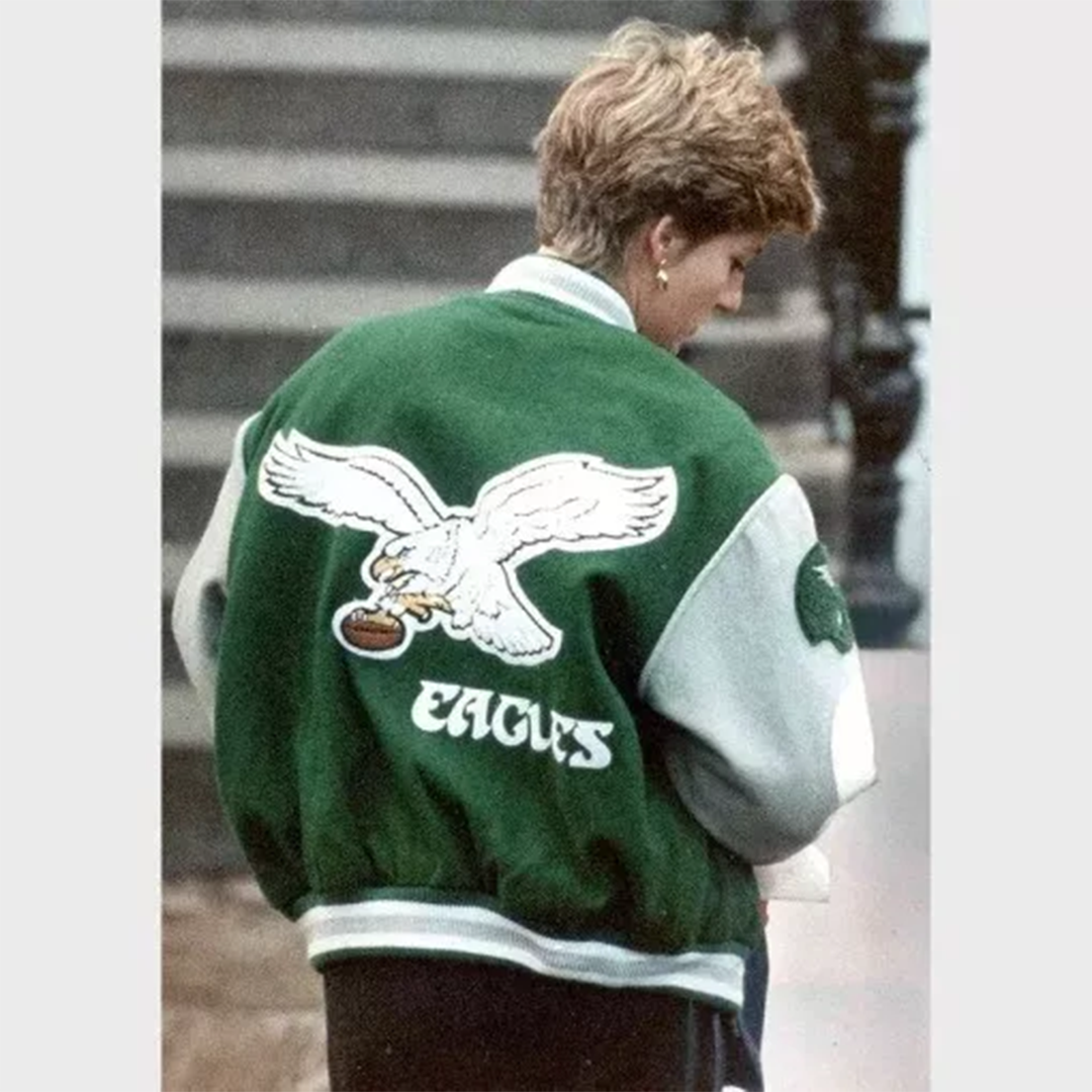 Exclusive Philadelphia Eagles Princess Diana Varsity Jacket Iconic Green Outer
