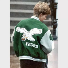 Exclusive Philadelphia Eagles Princess Diana Varsity Jacket Iconic Green Outer
