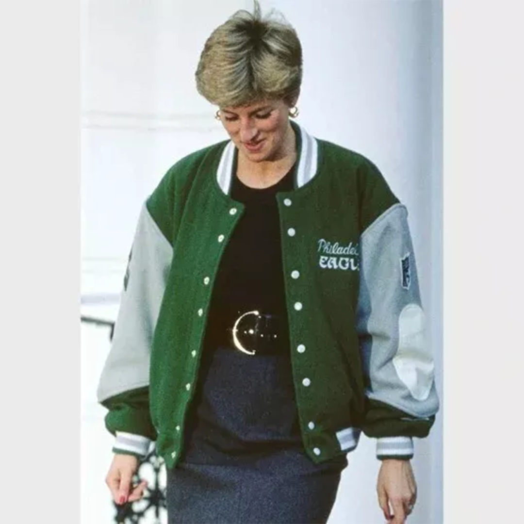 Exclusive Philadelphia Eagles Princess Diana Varsity Jacket Iconic Green Outer