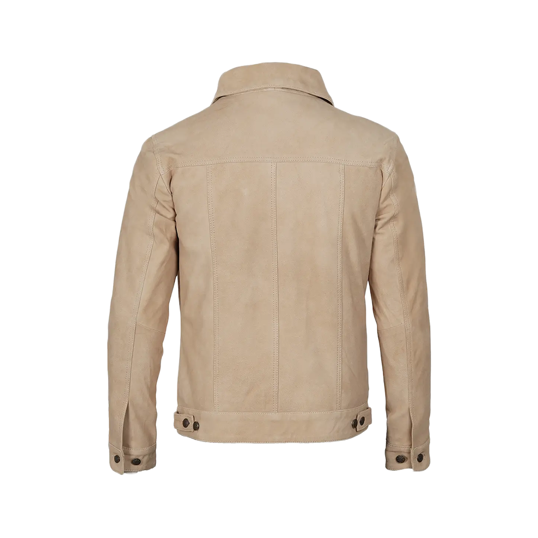 Fernando Men's Camel Suede Trucker Jacket