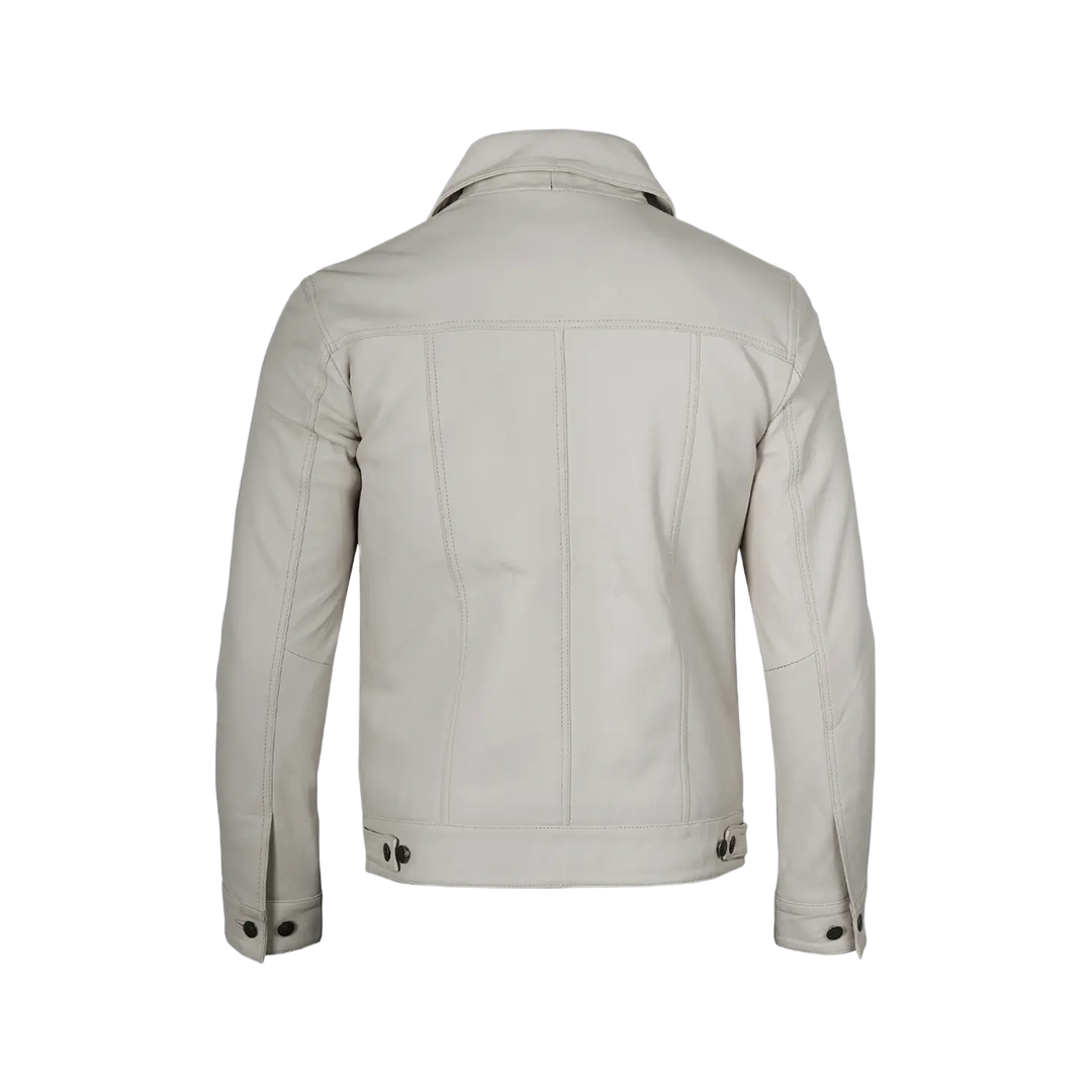 Fernando Men's Off White Real Leather Jacket