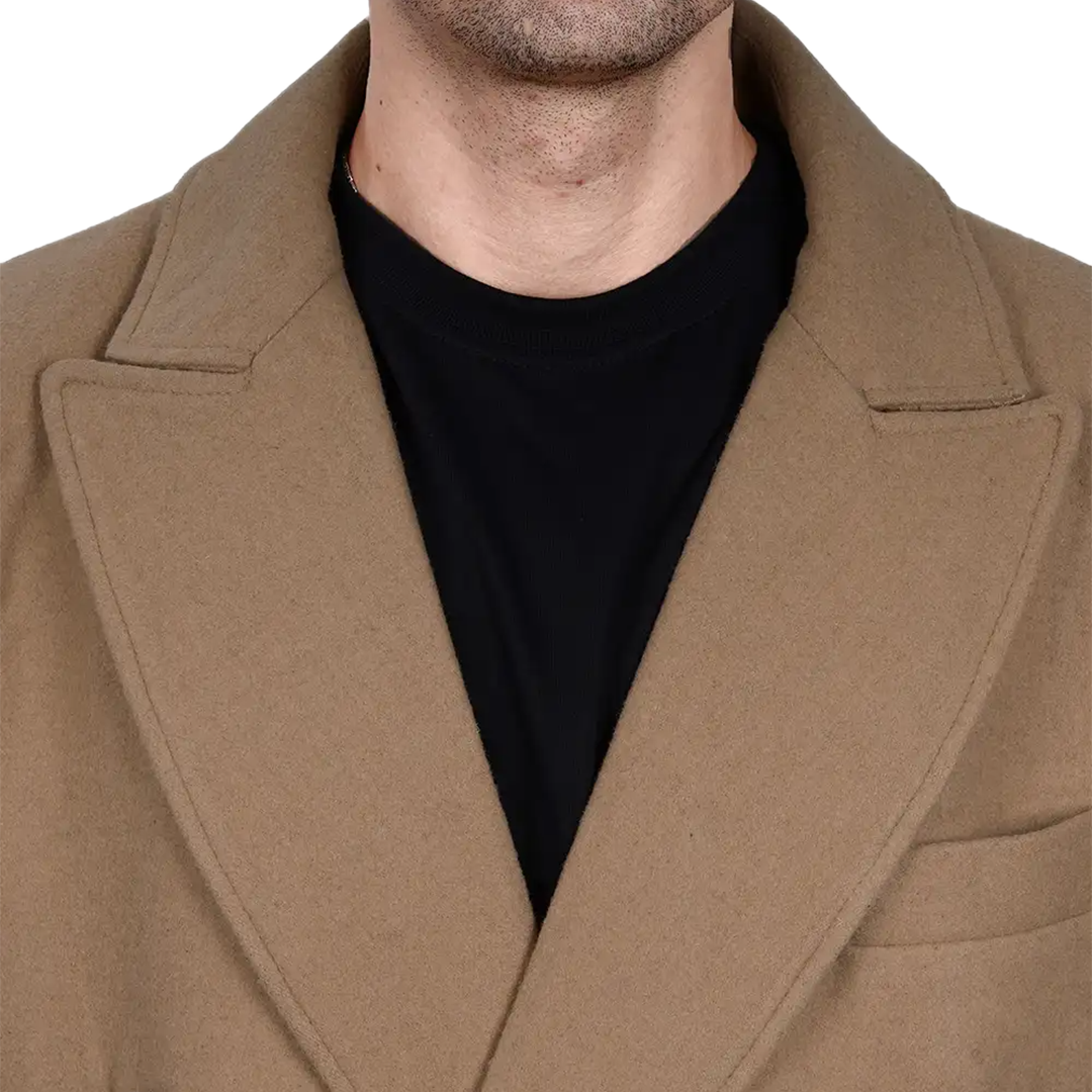 Fredrick Men's Double Breasted Beige Wool Coat Men