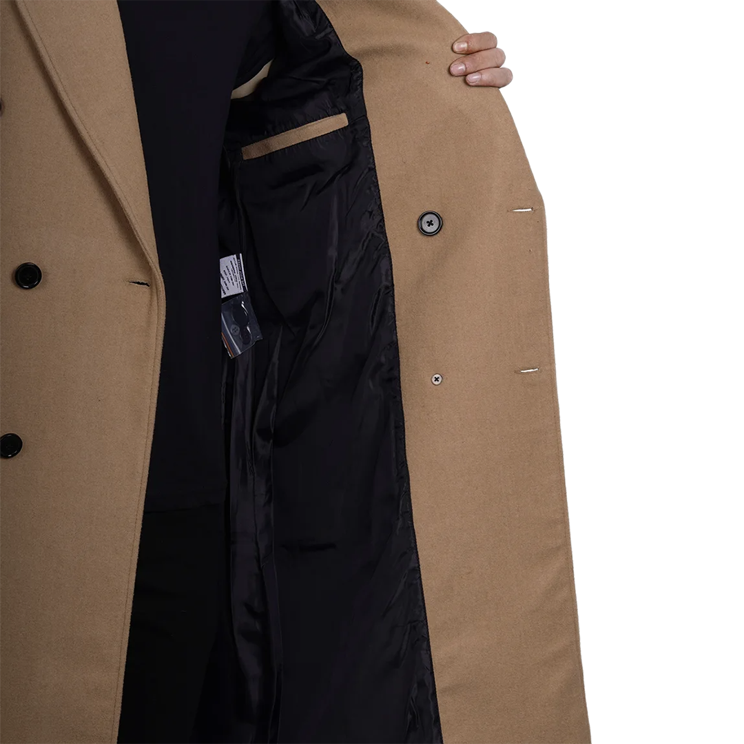 Fredrick Men's Double Breasted Beige Wool Coat Men