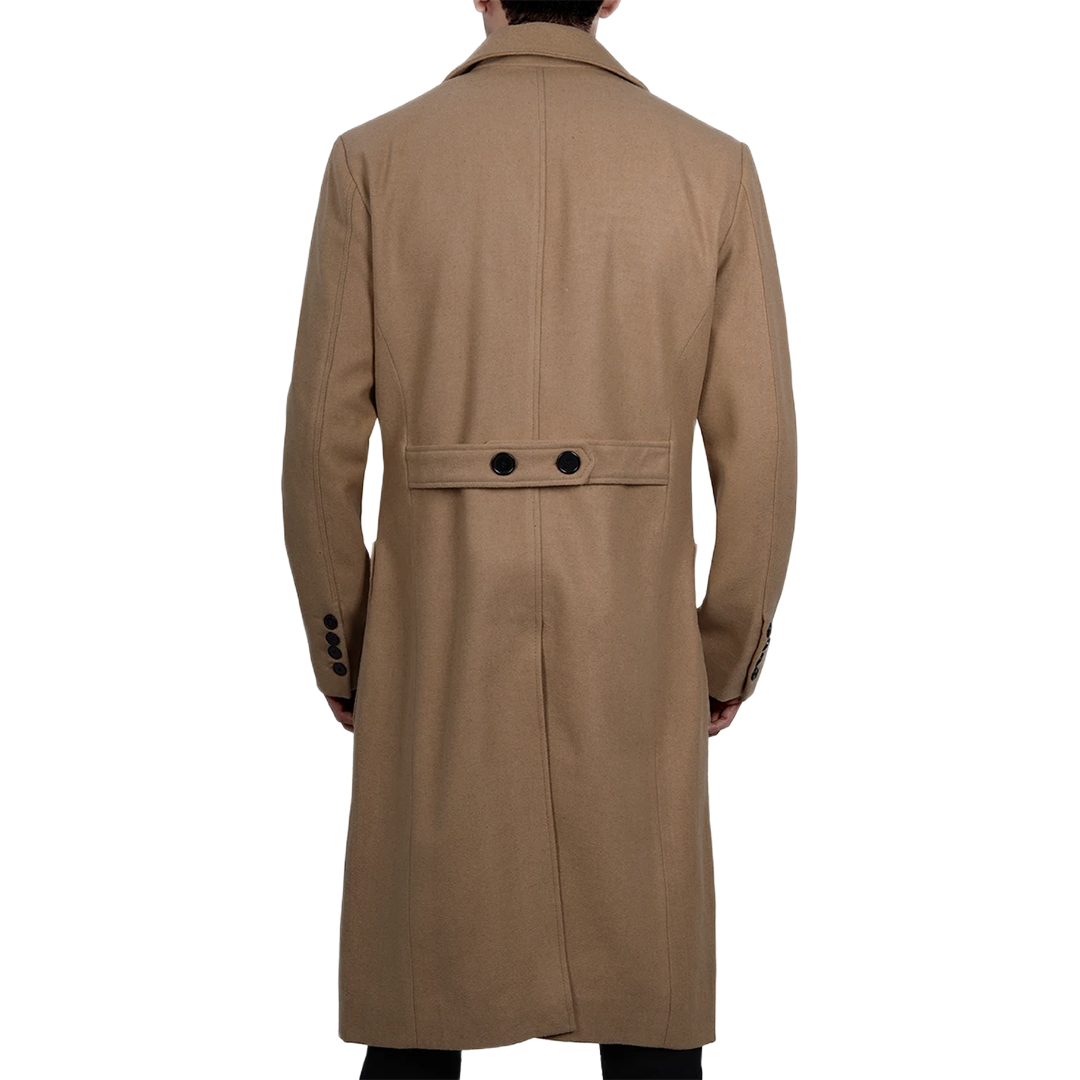 Fredrick Men's Double Breasted Beige Wool Coat Men