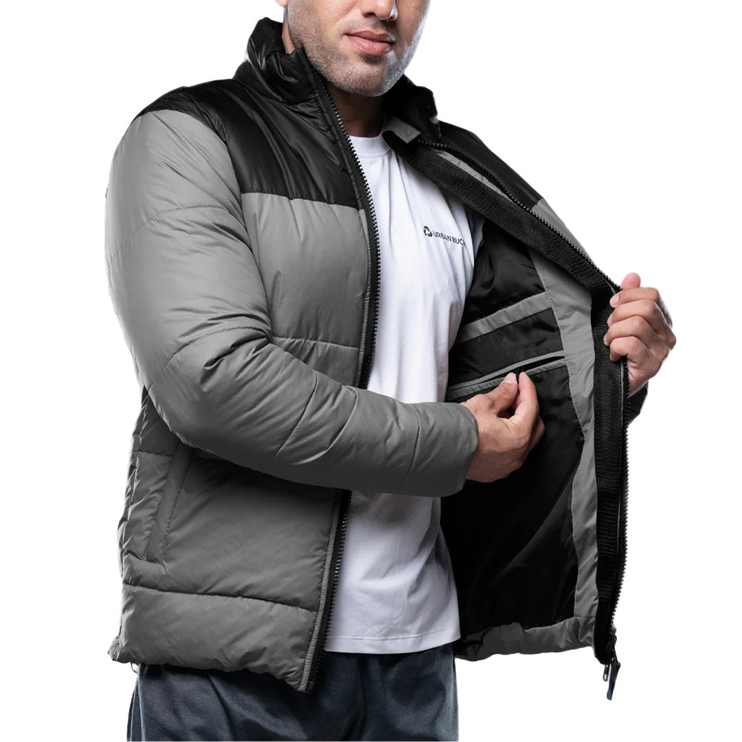 Henry Men's Gray and Black Puffer Jacket - Lightweight Winter Outerwear