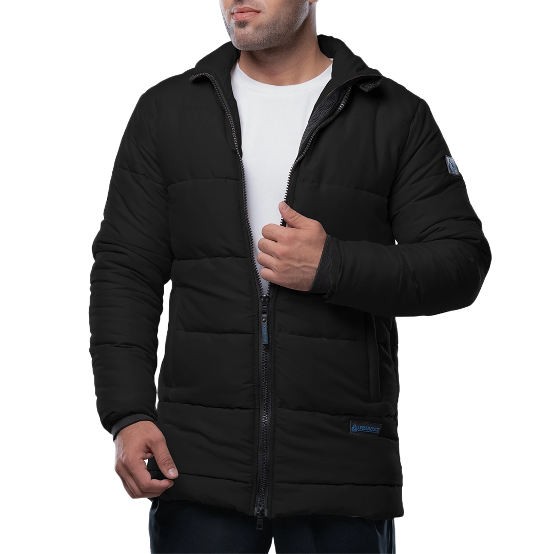 Herman Men's Black 3/4 Length Down Puffer Jacket – Winter Insulated Coat
