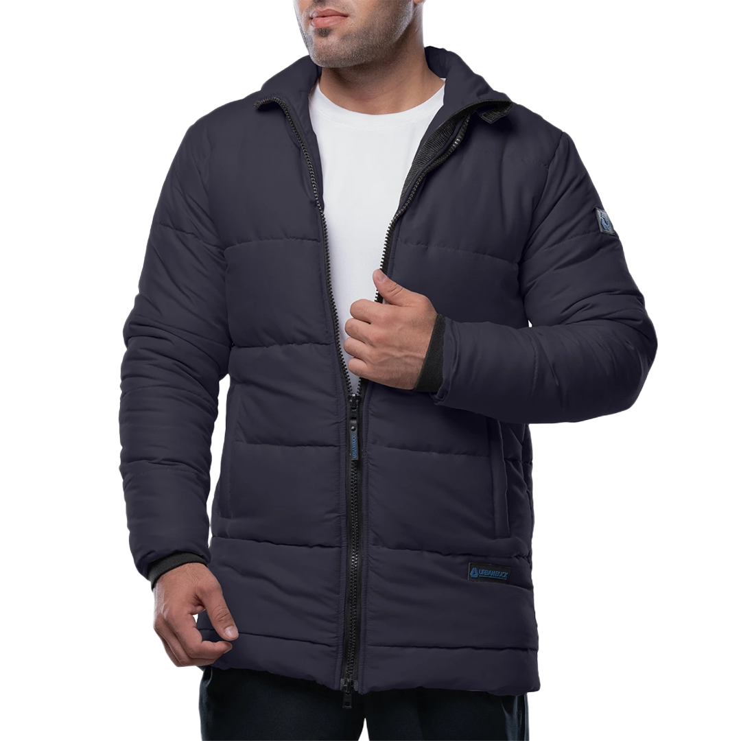 Herman Men's Dark Gray 3/4 Length Puffer Jacket – Winter Insulated Coat