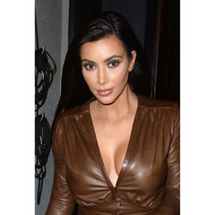Impressive Kim Kardashian Brown Leather Jacket