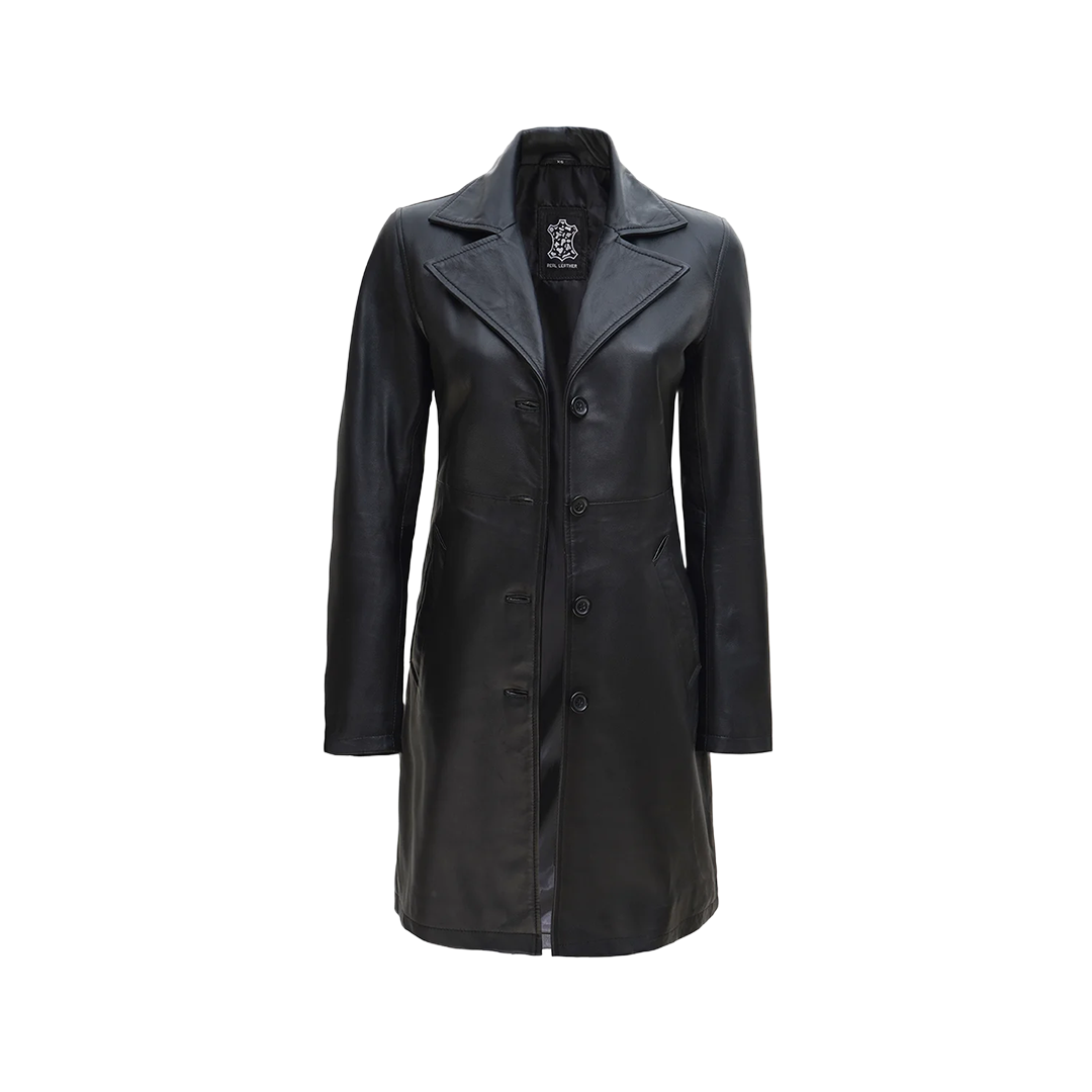 Jackson Black Real Leather Car Coat for Women
