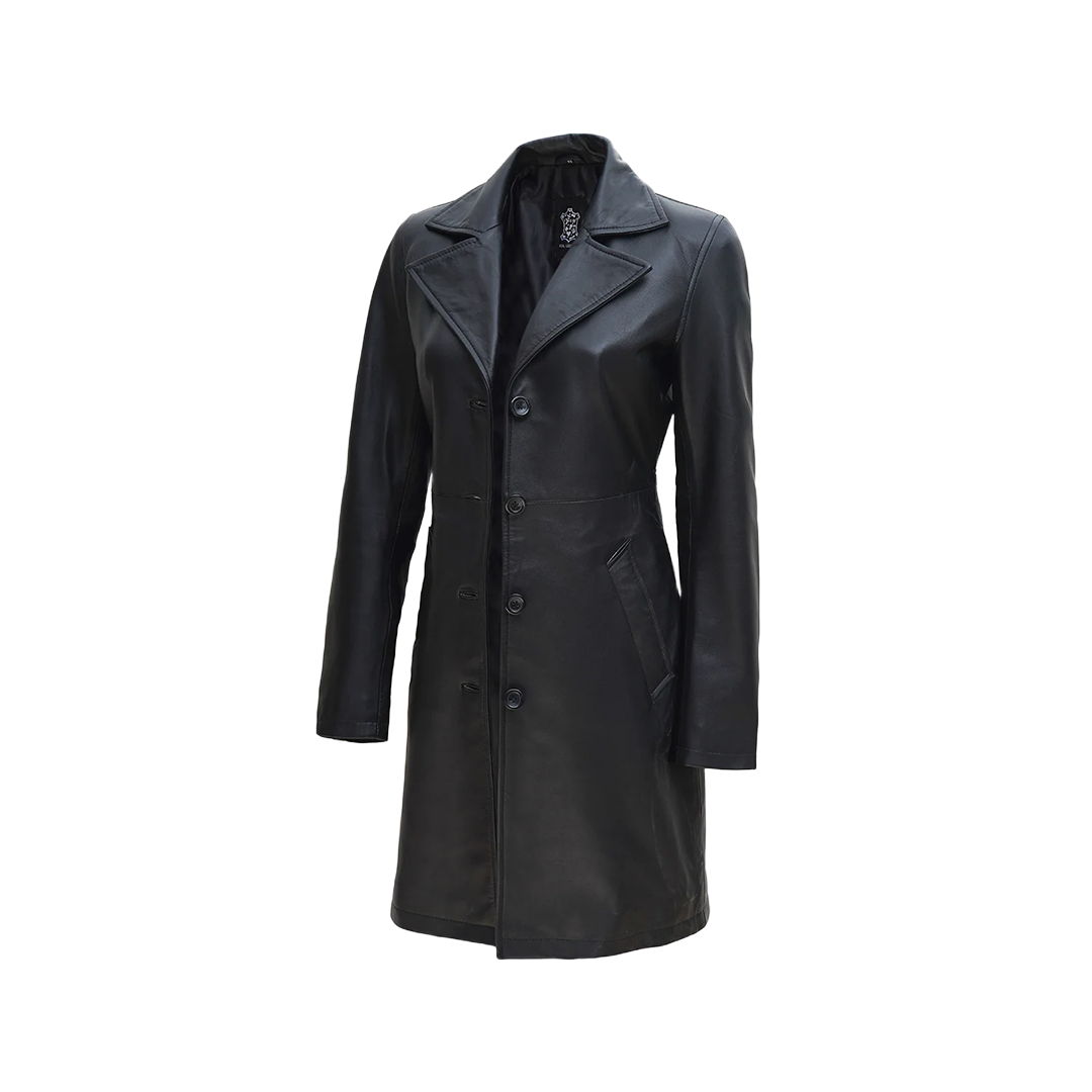 Jackson Black Real Leather Car Coat for Women