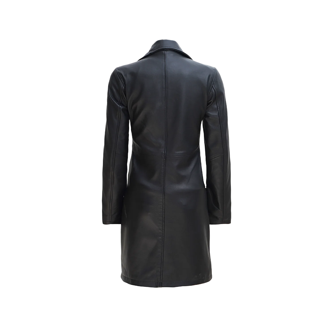 Jackson Black Real Leather Car Coat for Women