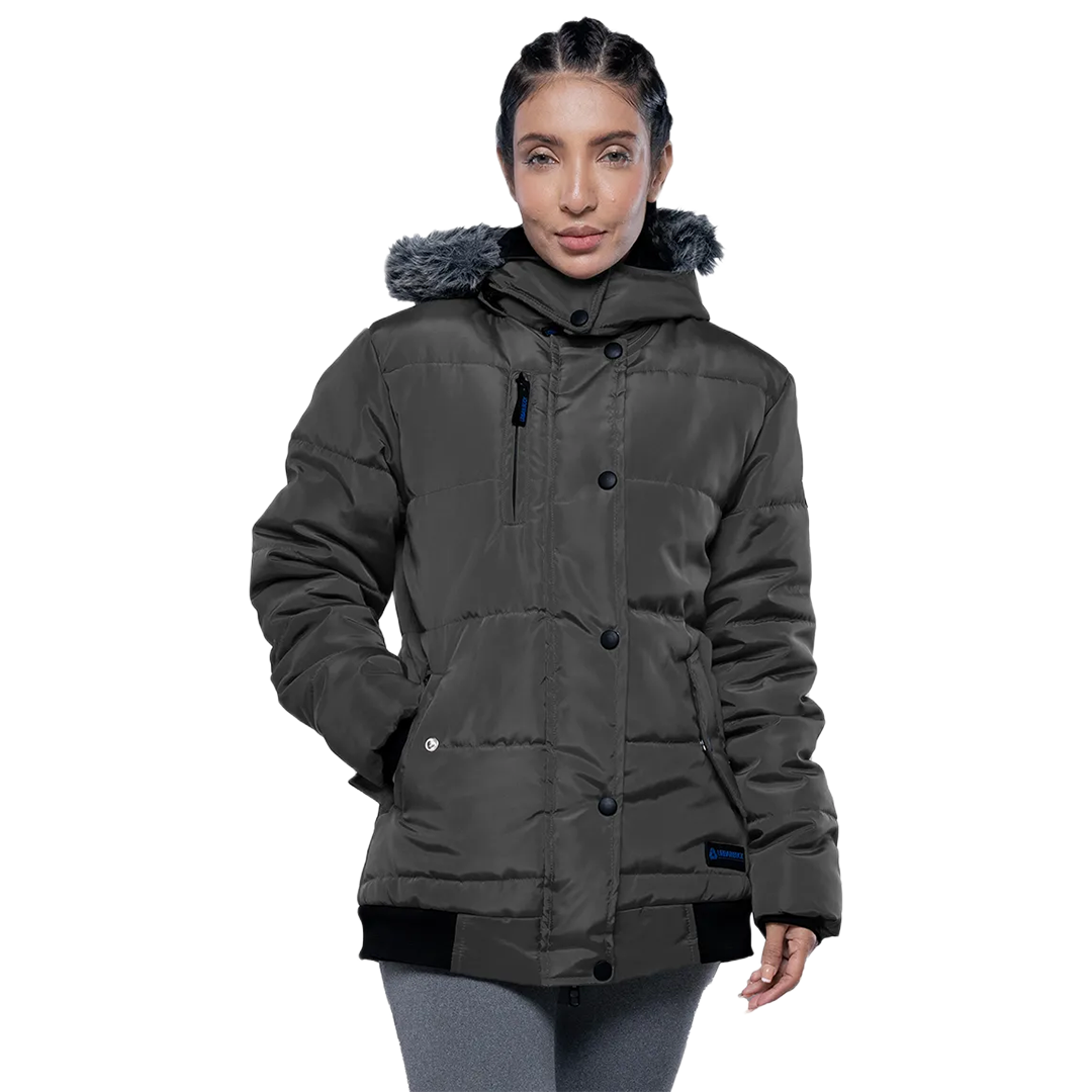 Jasmine Gray Faux Fur Hooded Puffer jacket