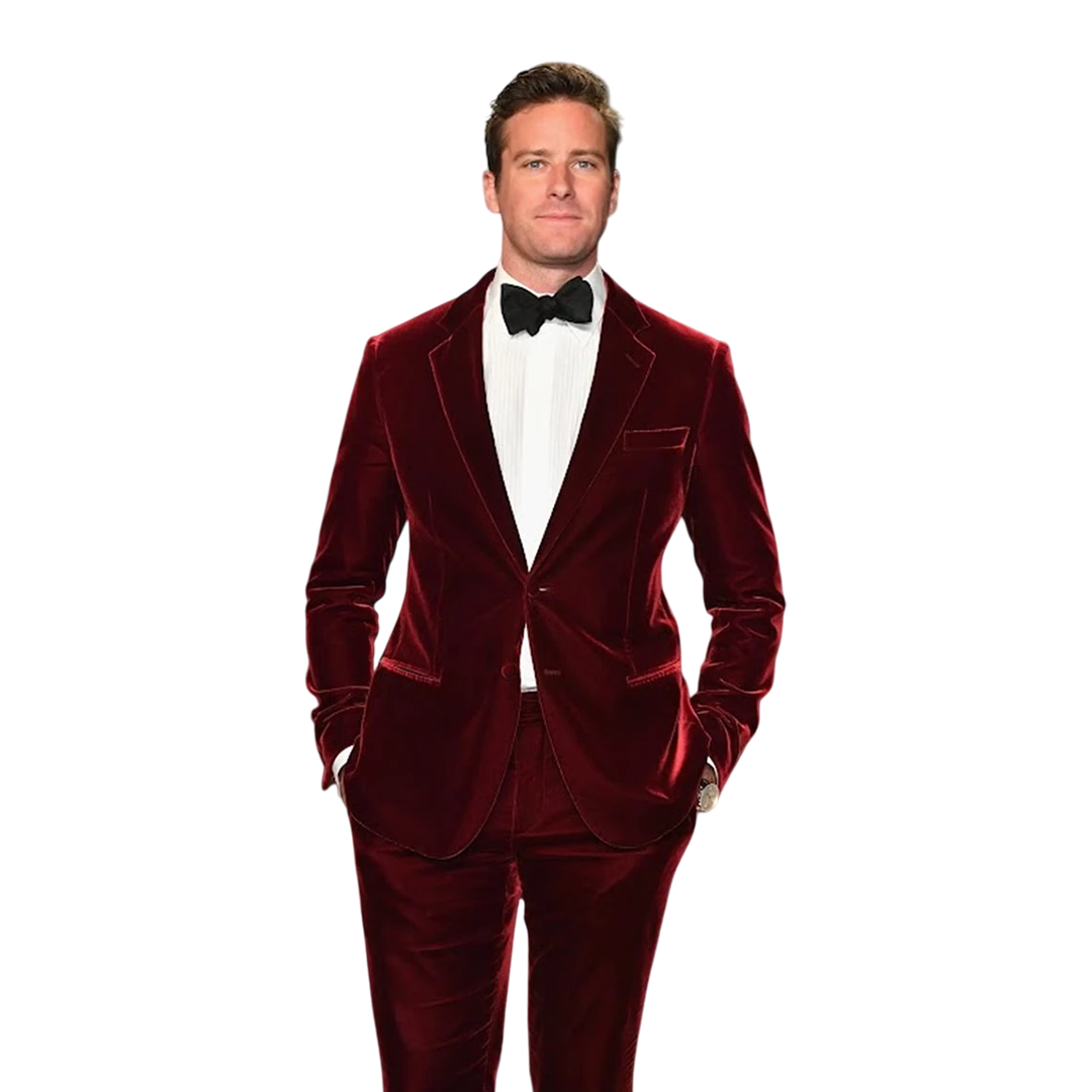 Jerkins Men's Two Piece Maroon Velvet Tuxedo