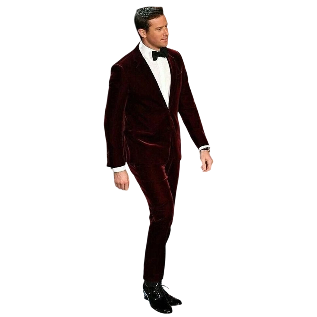 Jerkins Men's Two Piece Maroon Velvet Tuxedo