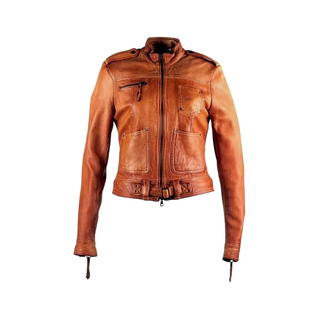 Jennifer Morrison Once Upon A Time Emma Swan Distressed Brown Leather Jacket