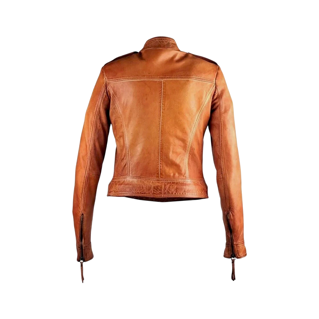 Jennifer Morrison Once Upon A Time Emma Swan Distressed Brown Leather Jacket