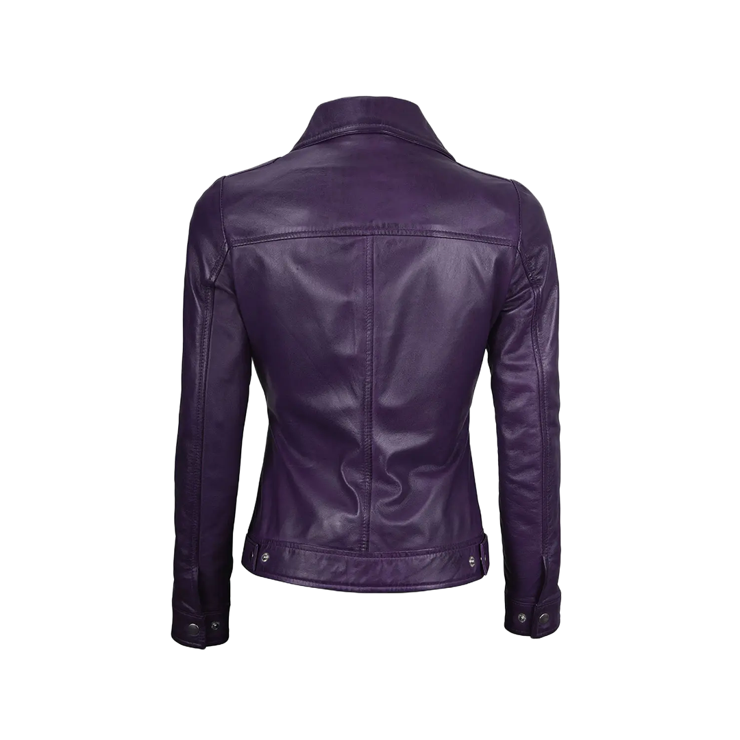 Jose Women's Harrington Leather Jacket Purple