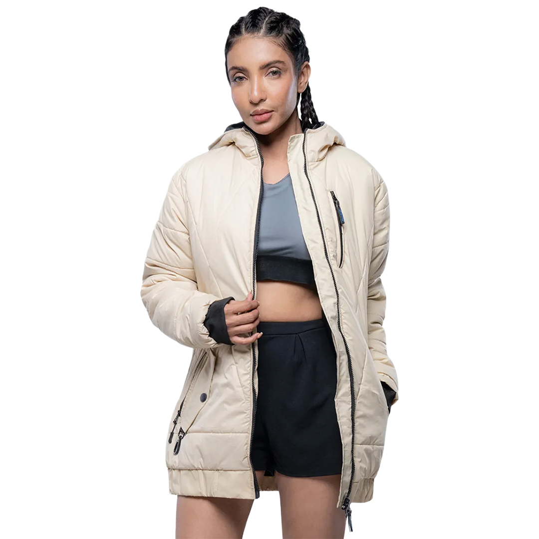Julia Lightweight Cream Puffer Jacket For Women