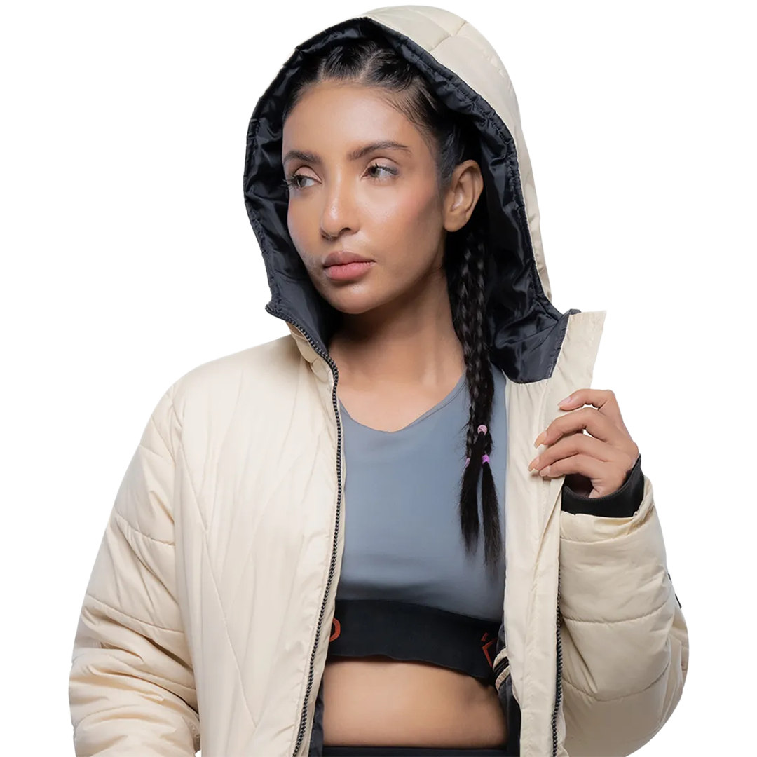 Julia Lightweight Cream Puffer Jacket For Women