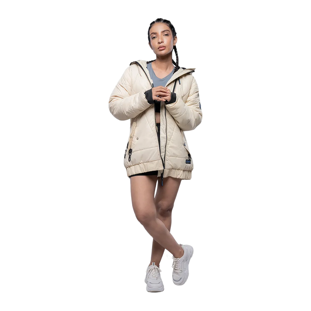 Julia Lightweight Cream Puffer Jacket For Women
