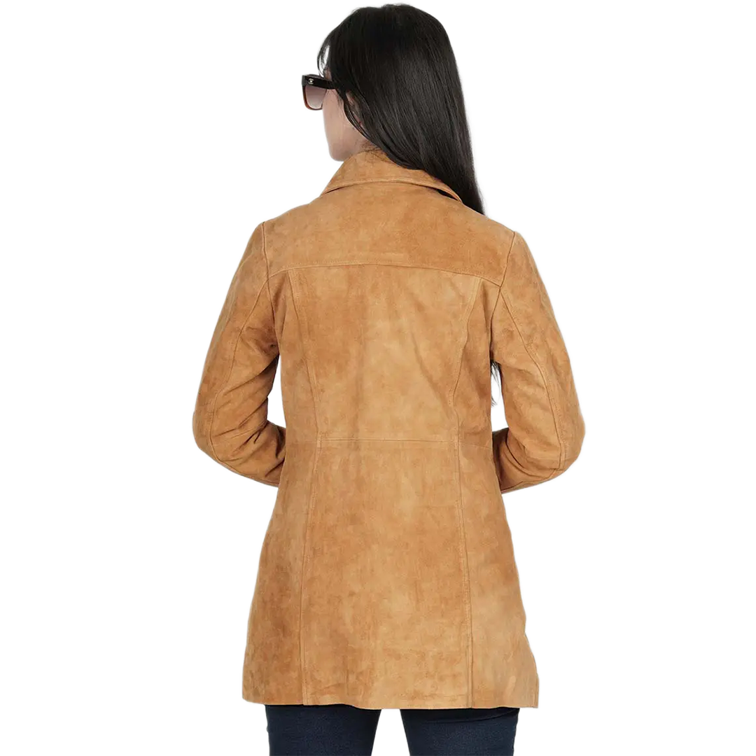 Kandis Light Brown Women's Suede Car Coat