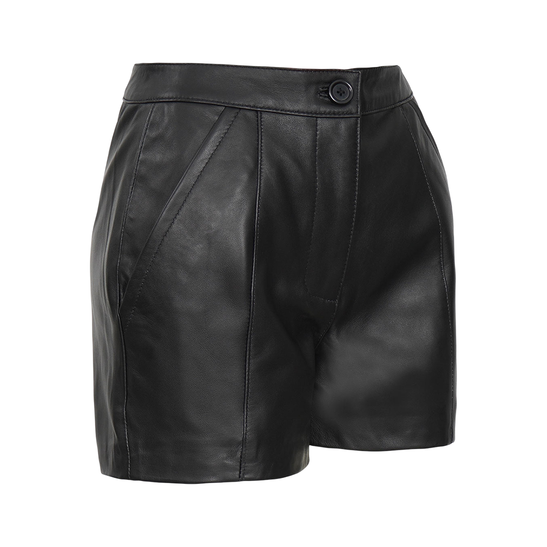 Karen Women's Black Fitted Leather Shorts - High Waisted Style