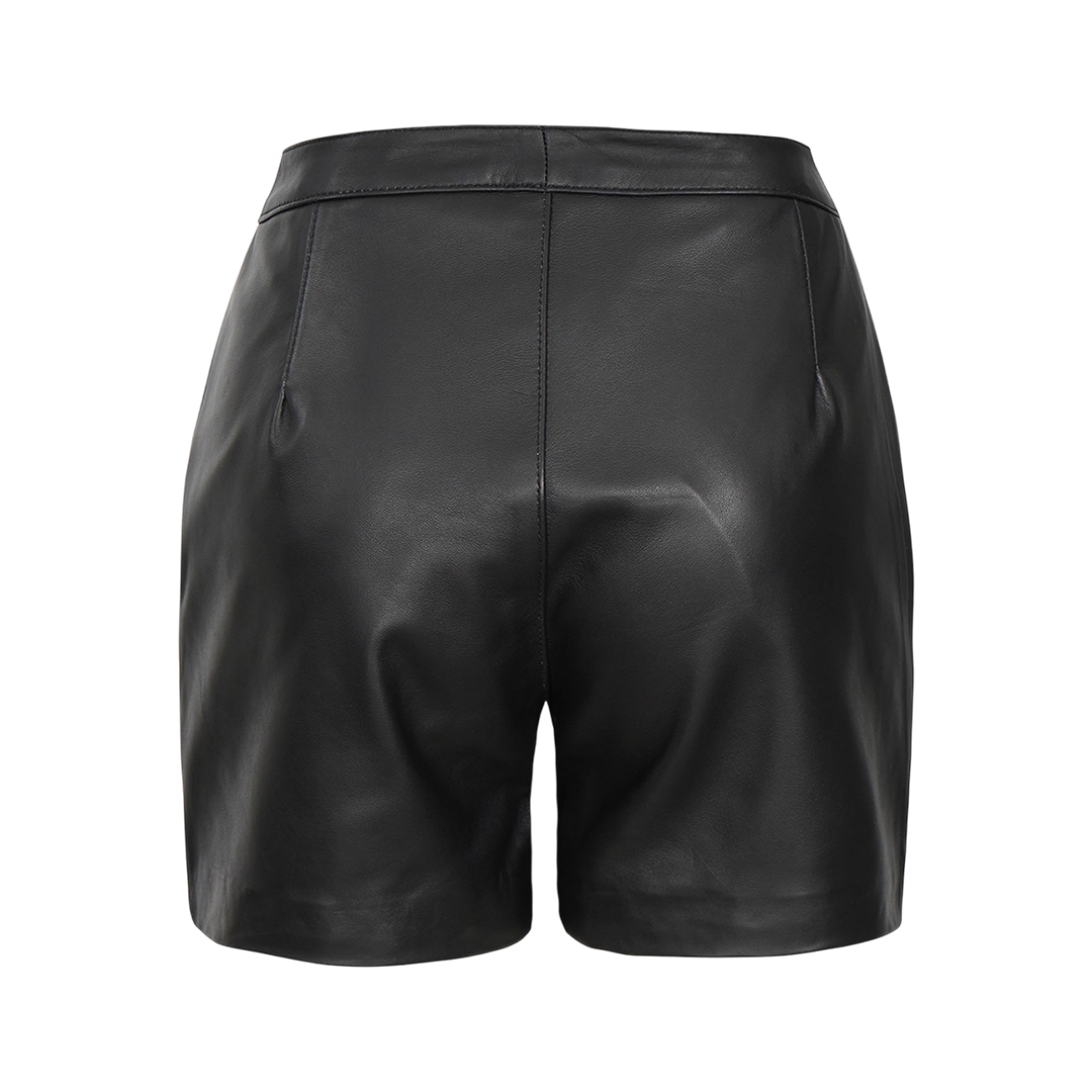 Karen Women's Black Fitted Leather Shorts - High Waisted Style