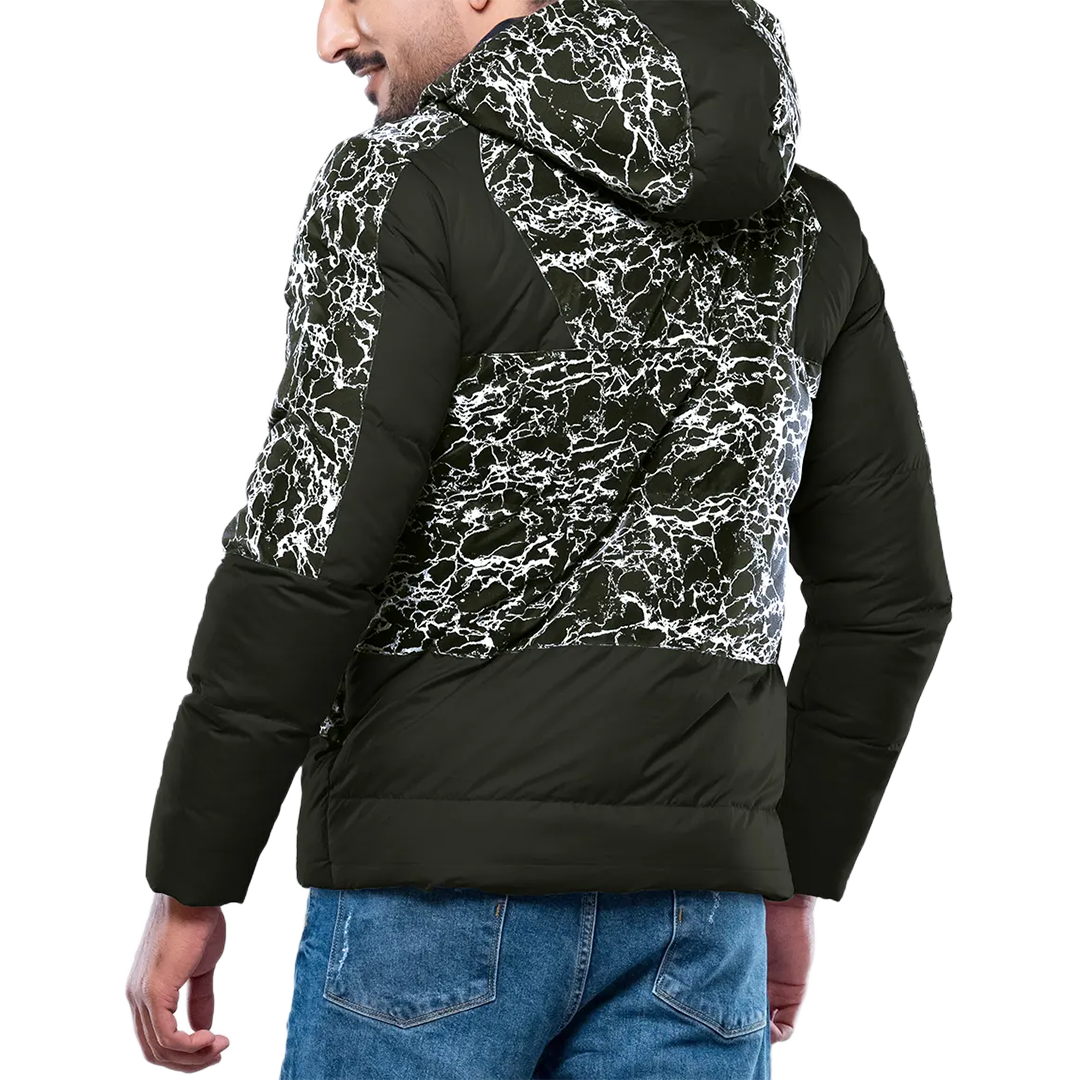 Karter Men's Green Hooded Duck Down Jacket - Insulated Puffer Jacket