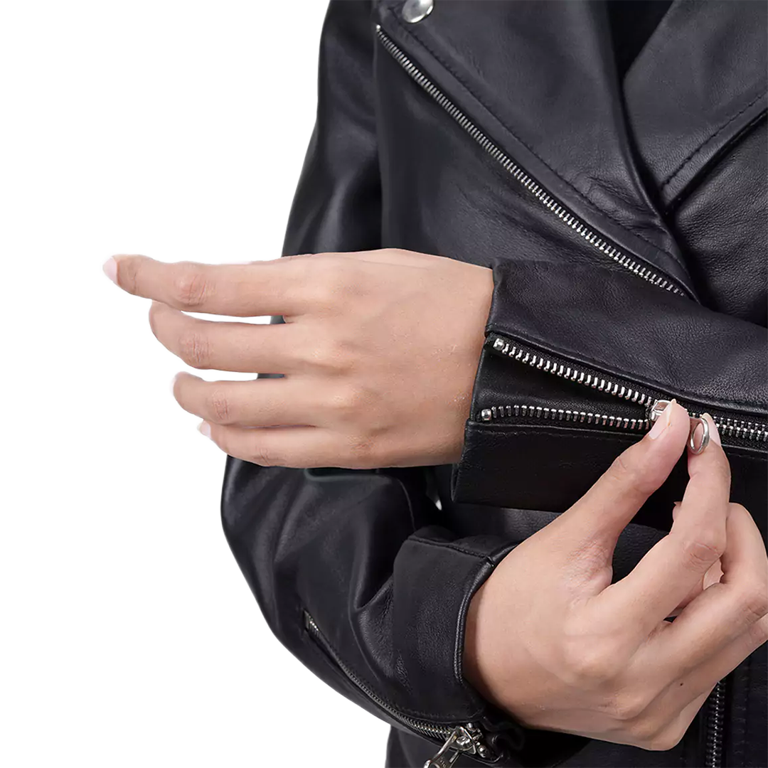 Kirsten Women's Black Leather Moto Jacket