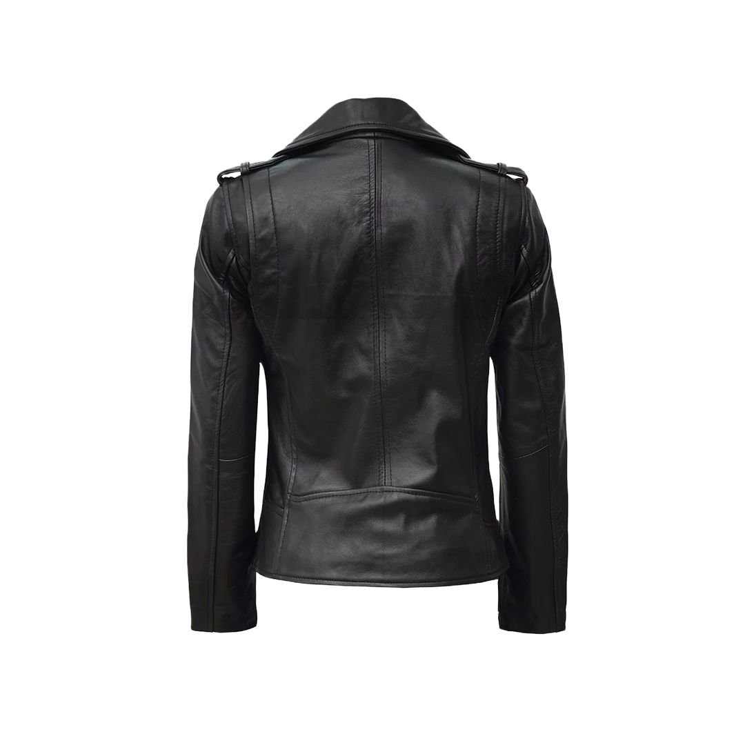 Kirsten Women's Black Leather Moto Jacket
