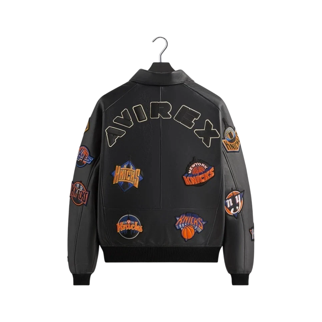 Kith & AVIREX Leather Jacket New York Knicks Icon Patches