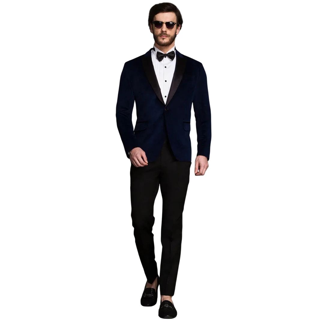 Lamar Men's Dark Blue Two Piece Velvet Tuxedo
