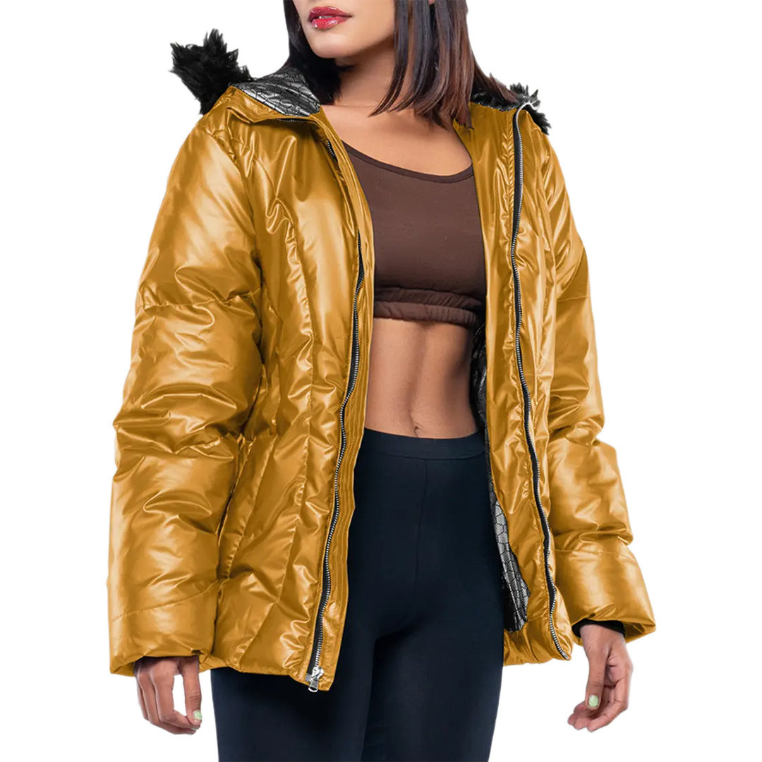 Lexie Duck Down Gold Insulated Puffer Jacket for Women