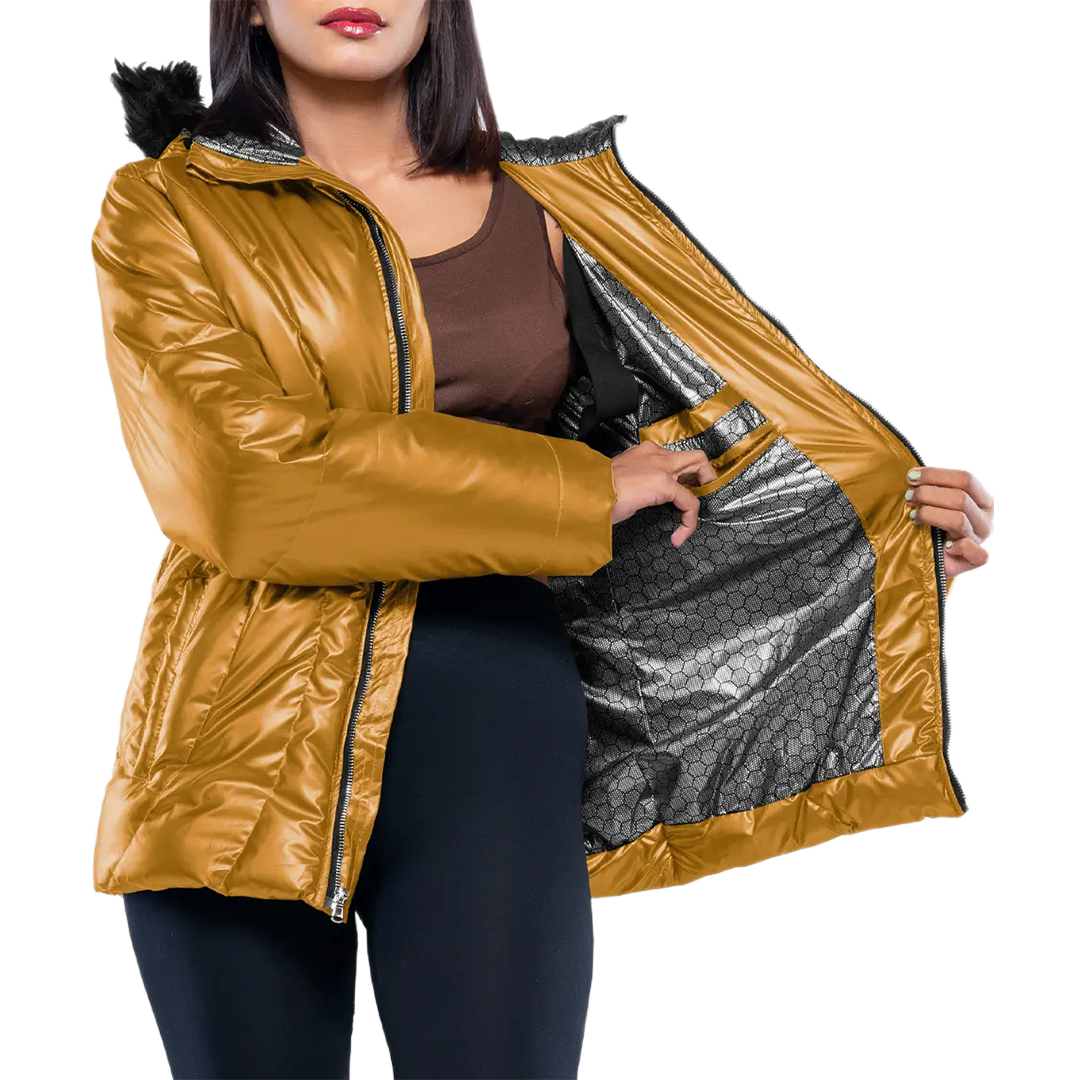 Lexie Duck Down Gold Insulated Puffer Jacket for Women