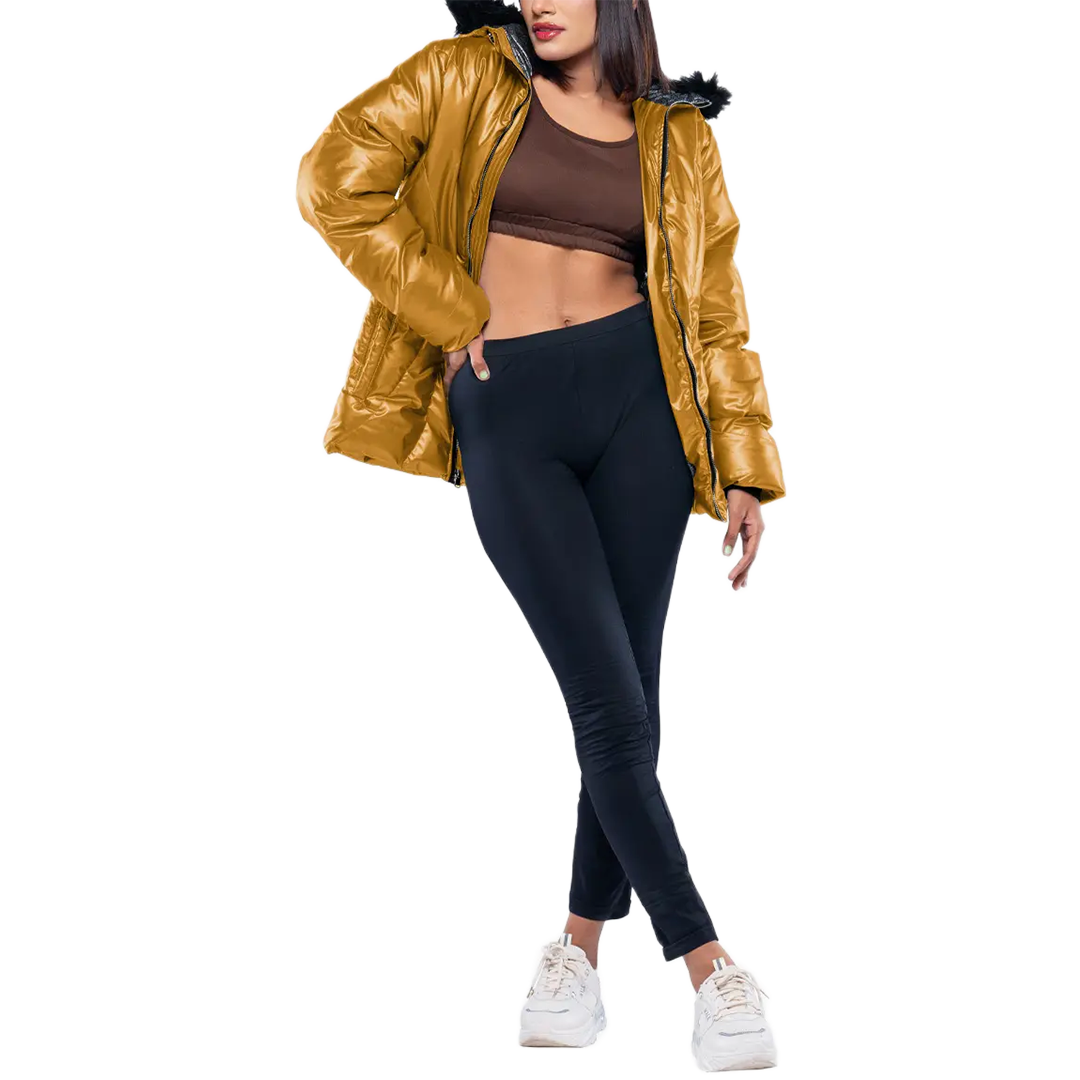 Lexie Duck Down Gold Insulated Puffer Jacket for Women