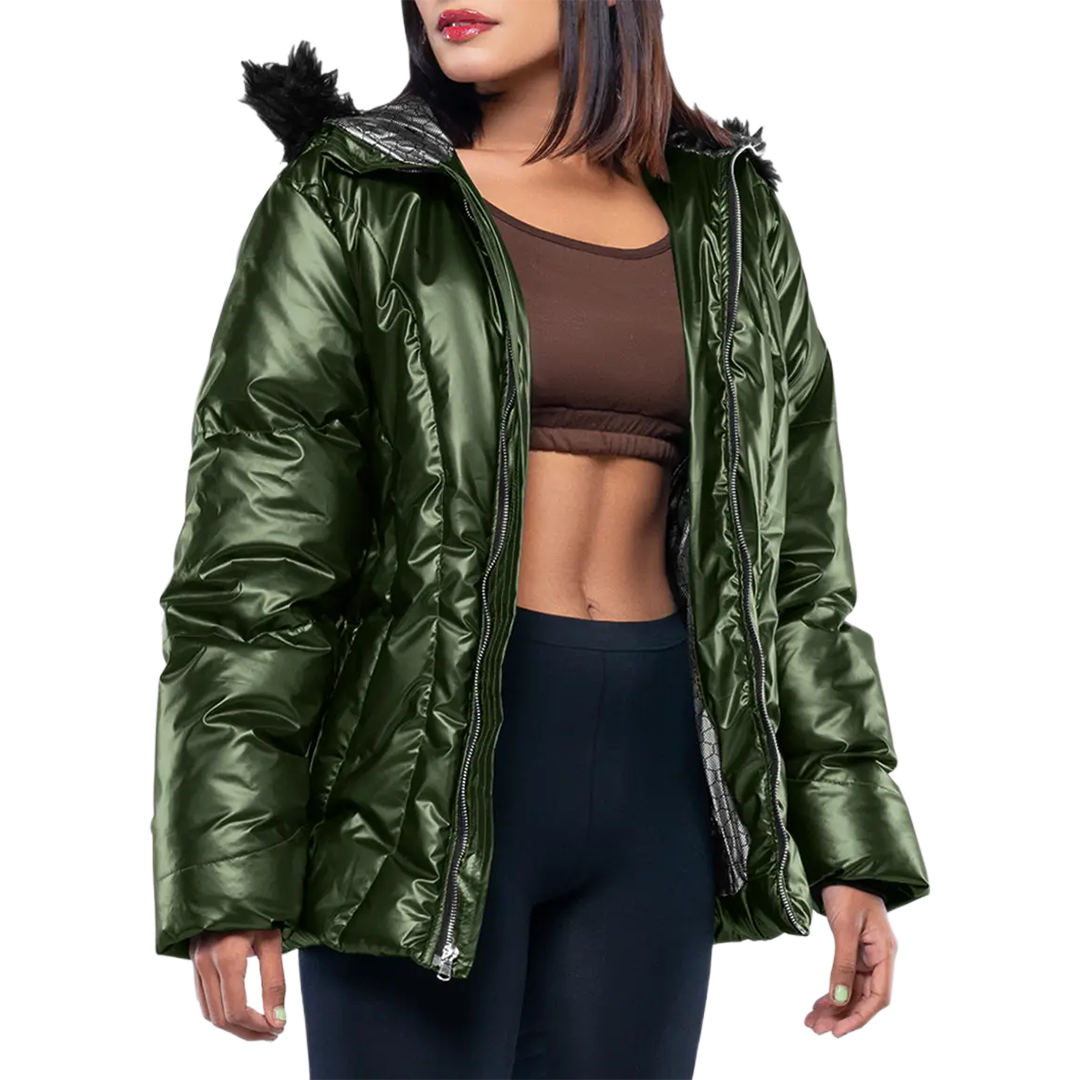 Lexie Duck Down Green Insulated Puffer Jacket for Women