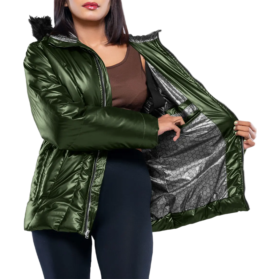 Lexie Duck Down Green Insulated Puffer Jacket for Women