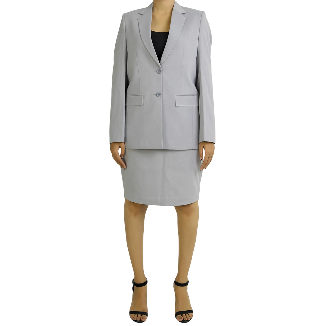 Lisa Women's Grey Regular Fit Skirt Suit