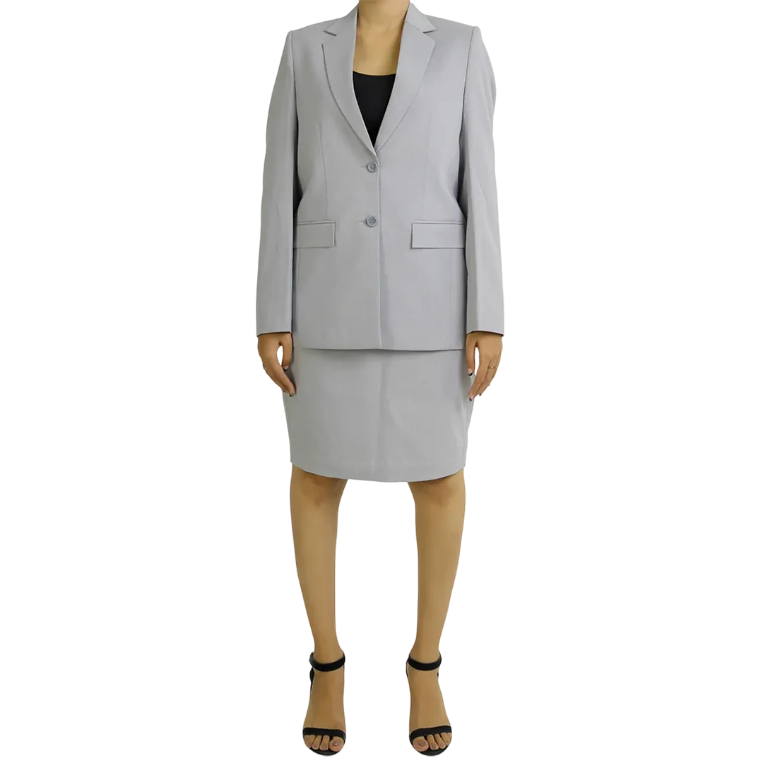 Lisa Women's Grey Regular Fit Skirt Suit