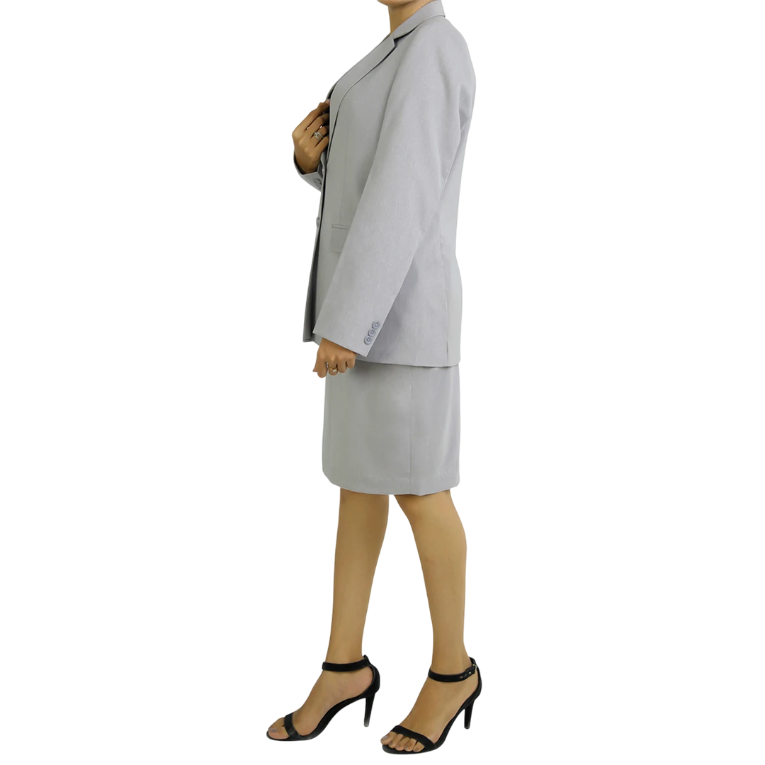 Lisa Women's Grey Regular Fit Skirt Suit
