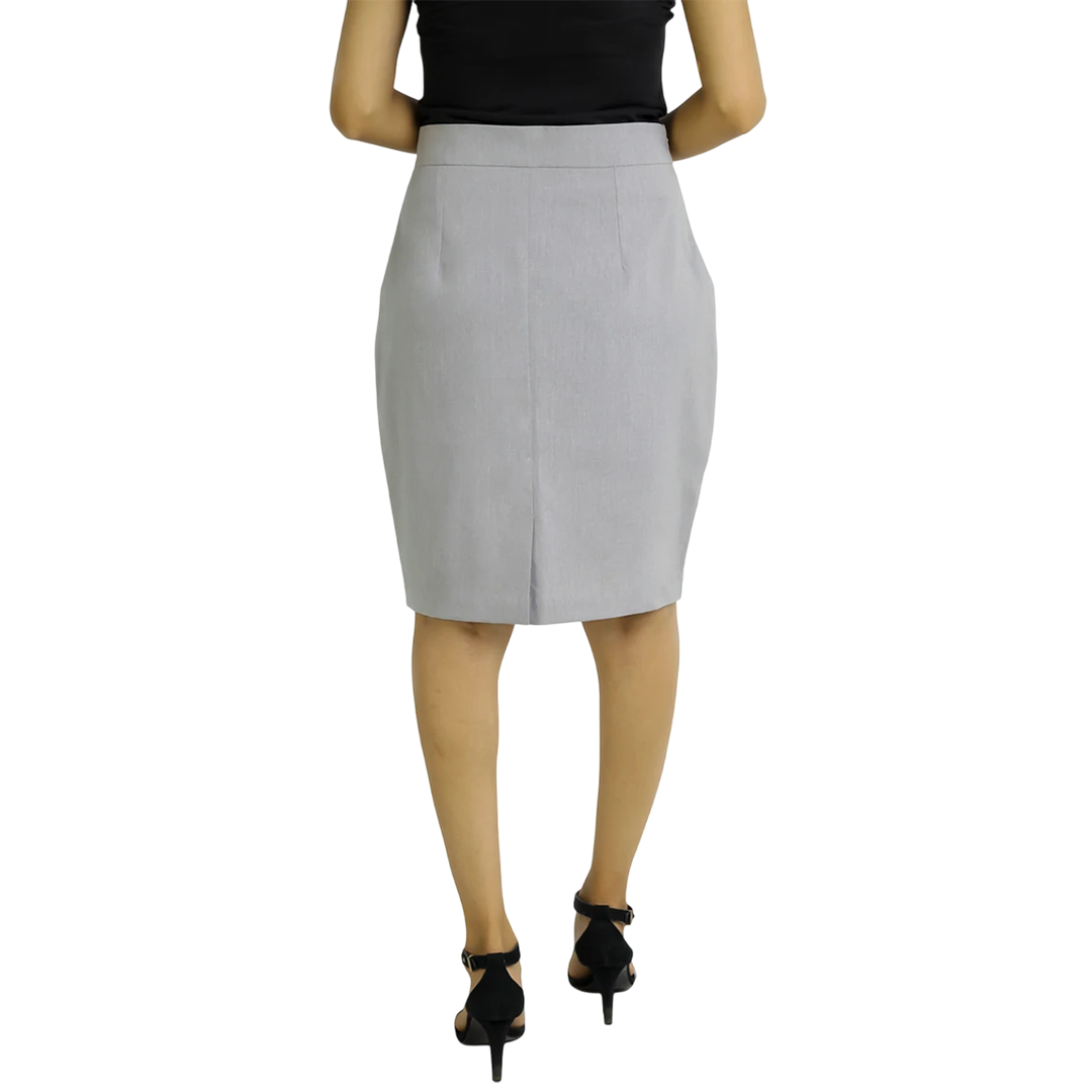 Lisa Women's Grey Regular Fit Skirt Suit