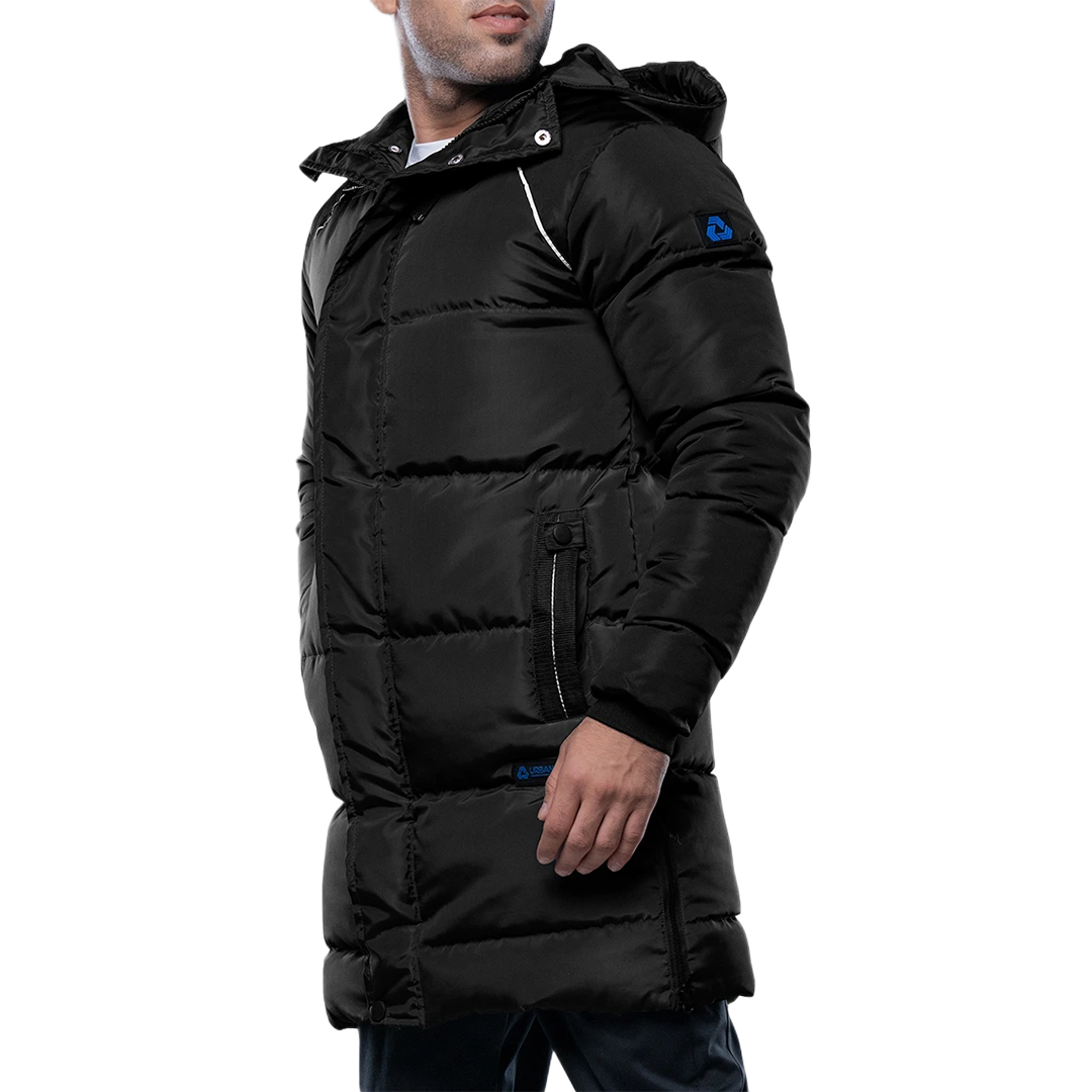 Lonnie Men's Black Insulated Hooded Puffer Jacket – Parka Style Winter Coat