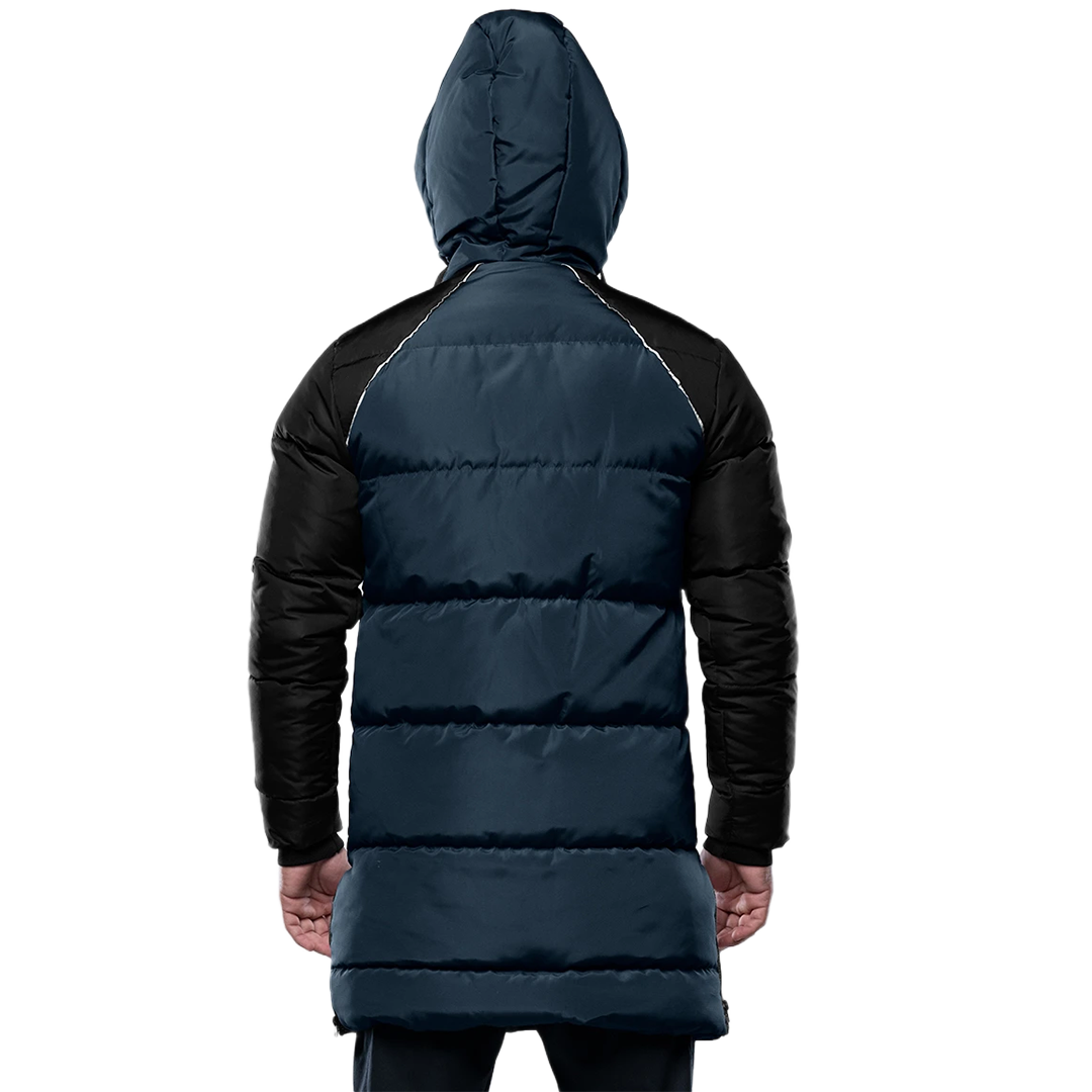 Lonnie Men's Blue & Black Hooded Puffer Coat - Parka Style