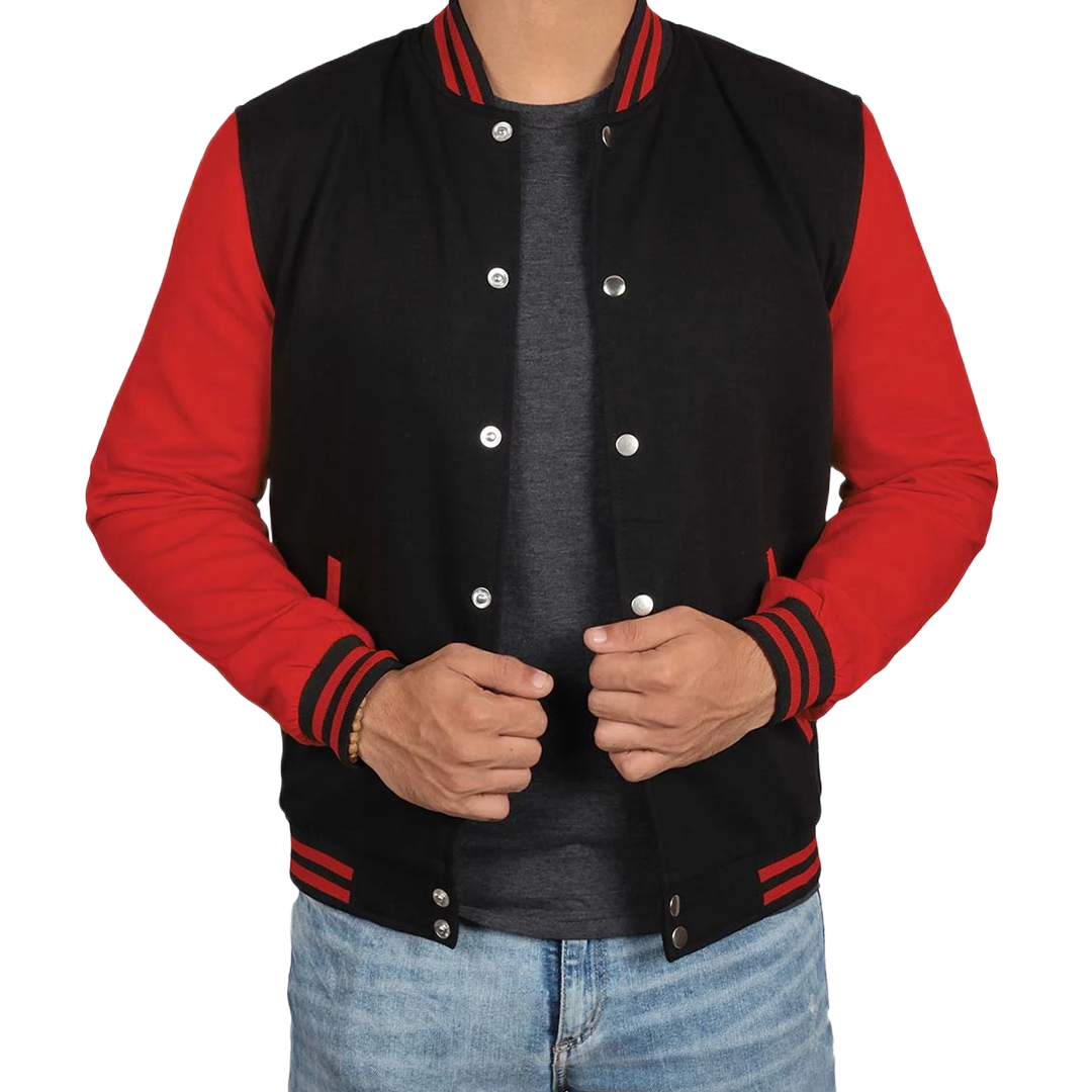 Men Baseball Red and Black Varsity Jacket - Limited Stock