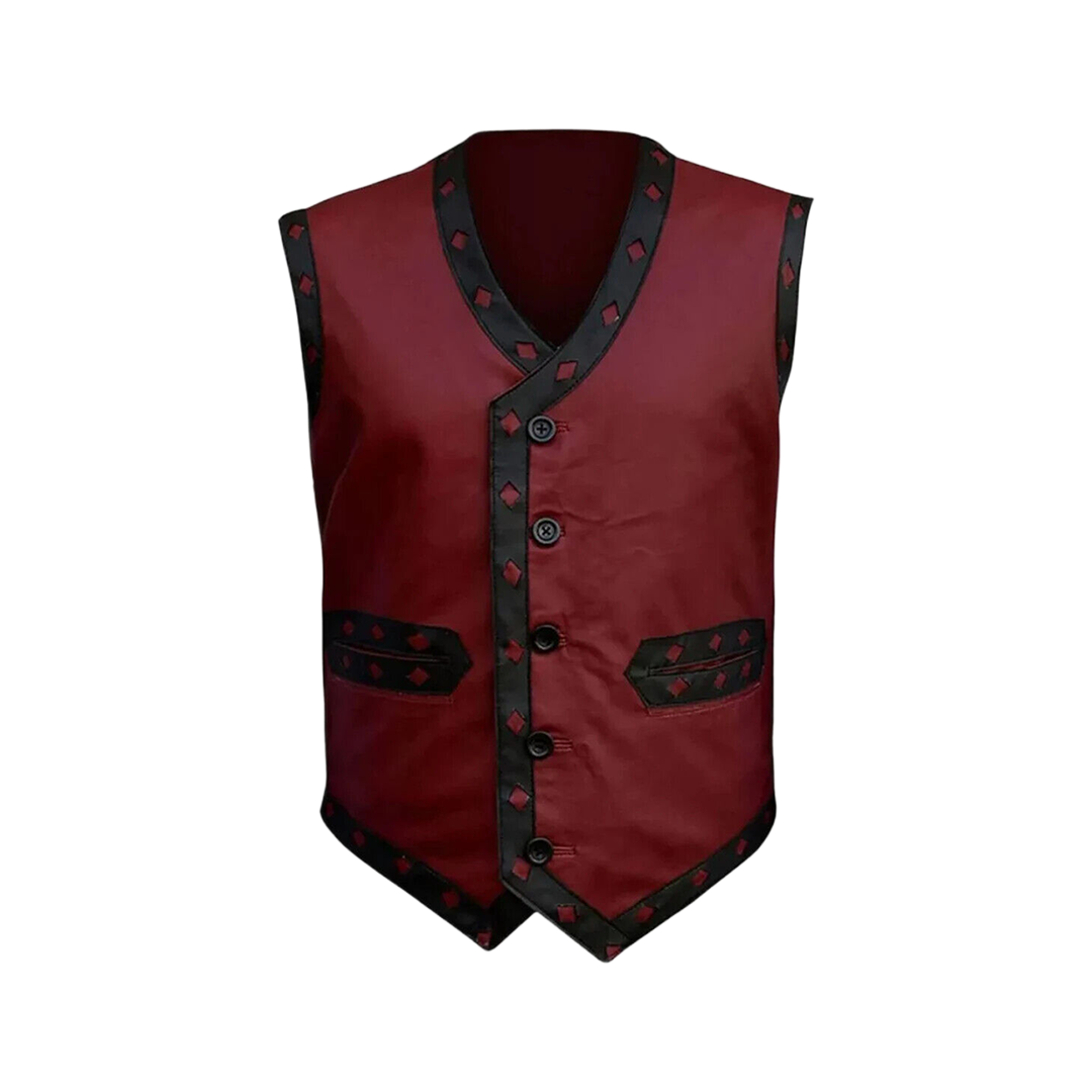 Men’s Handmade Gangster Eagle Patch Leather Vest