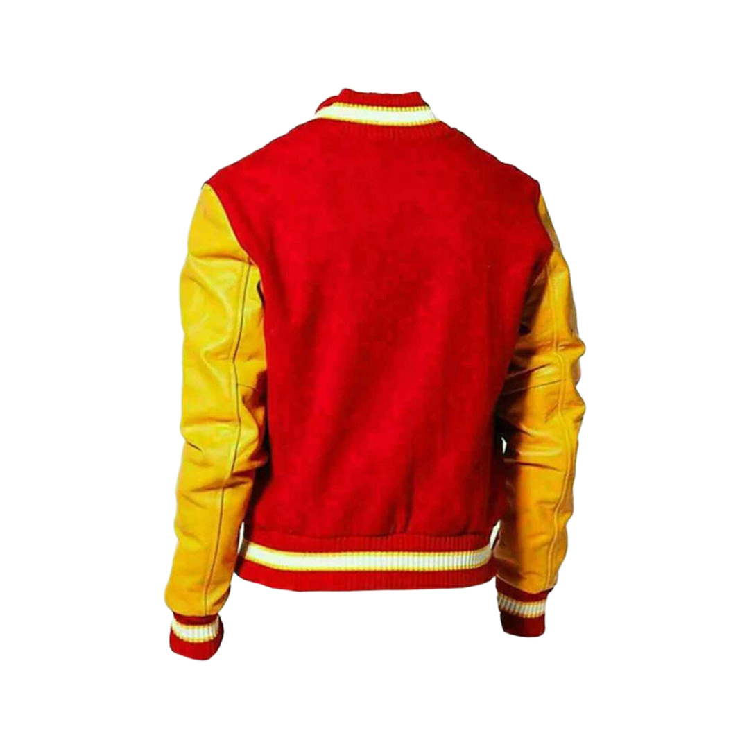 Men’s MJ Thriller Michael Jackson Red M Logo Varsity Letterman Jacket