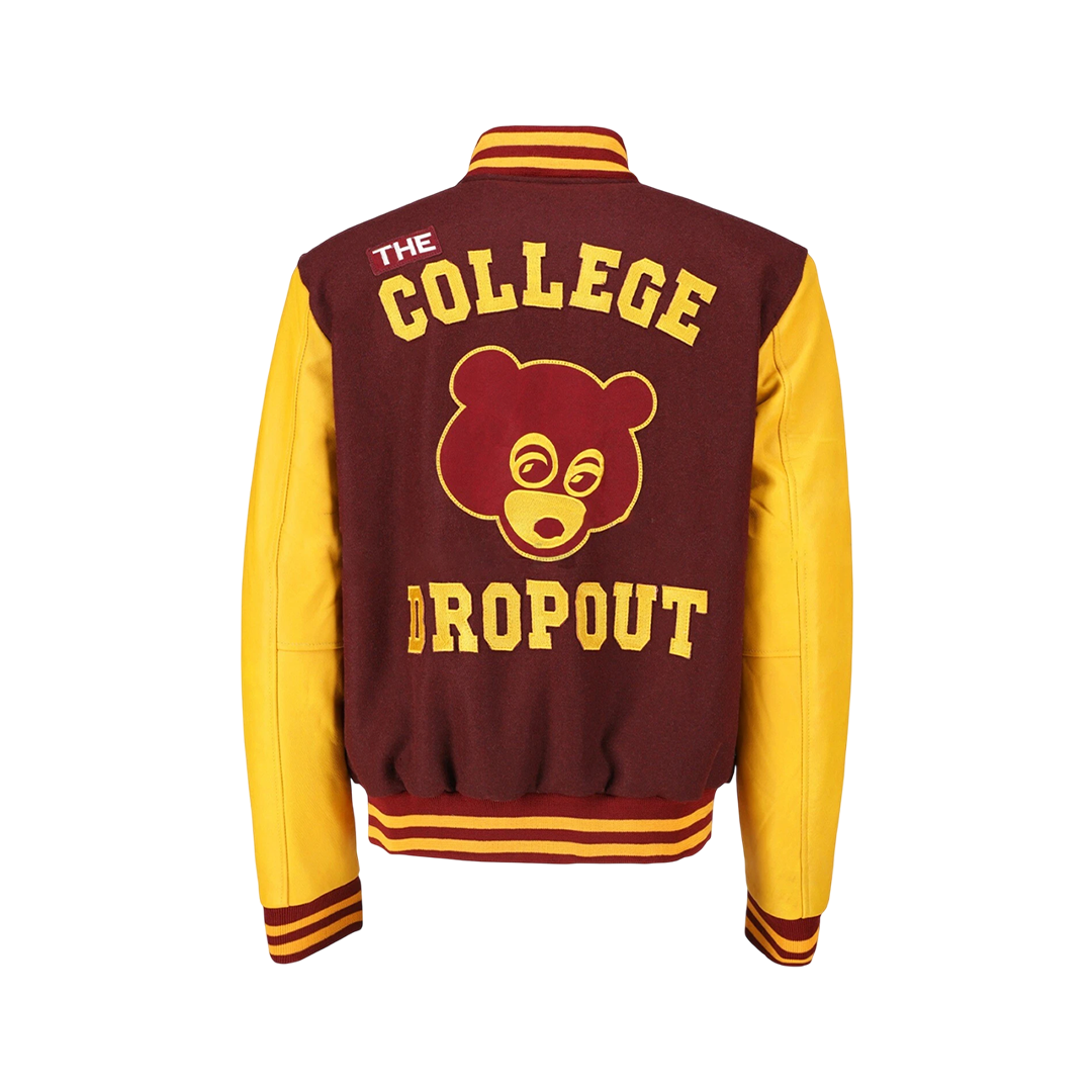 Men Vintage College Dropout Baseball Letterman Chenile Embroidery Varsity Jacket