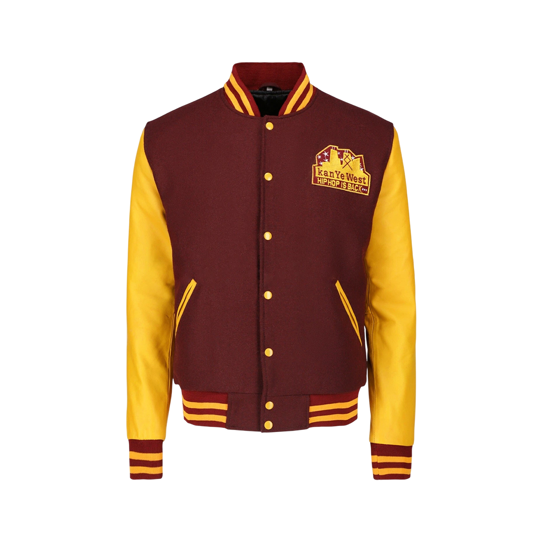 Men Vintage College Dropout Baseball Letterman Chenile Embroidery Varsity Jacket