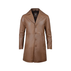 Men's 3 4 Length Brown Leather Car Coat